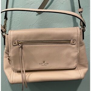 Kate Spade Ivory Pebble Leather Small Crossbody Bag Gold Hardware READ